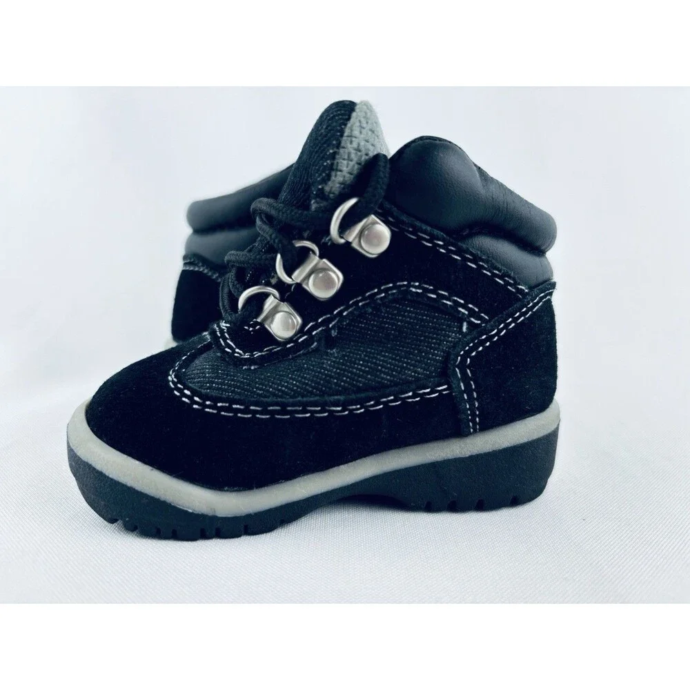 Vintage McKids Black Boots Action Flex Toddler Baby Size 2 Drew Lace‎ Up